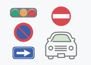 路上で運転するイラスト